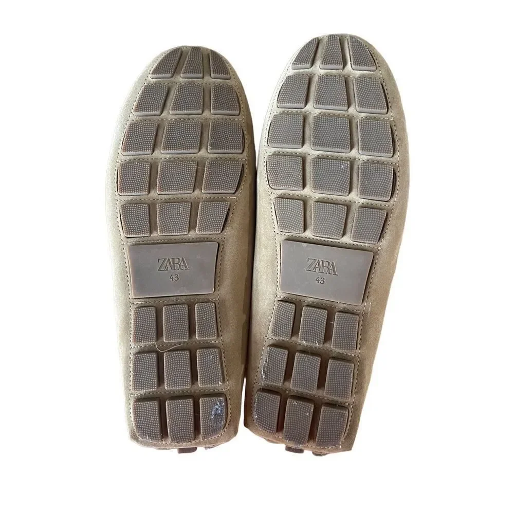 Zara Beige Mens Slip On Moccasin Bow Moc Toe Casual Loafer Shoes Size 43